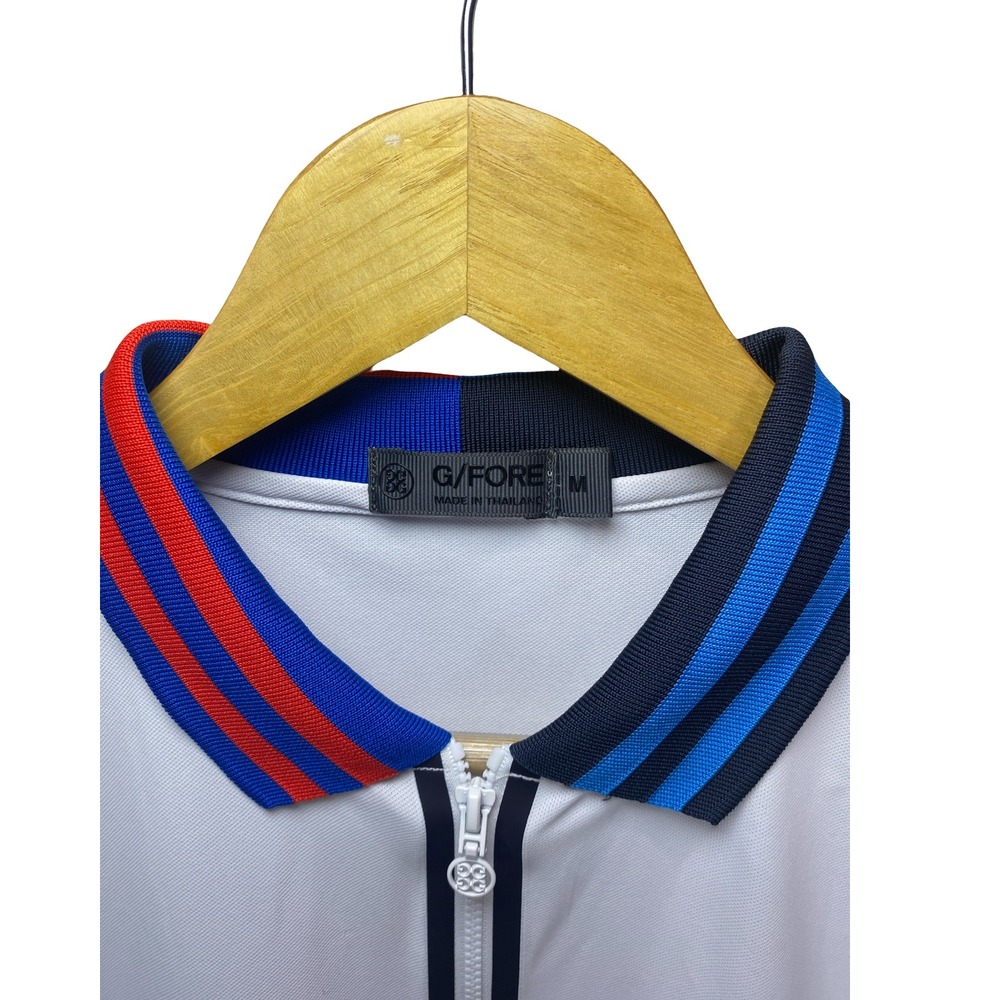 G/FORE Womens White Quarter Zip Performance Golf Polo Shirt Striped Trim Size M - Picture 3 of 9